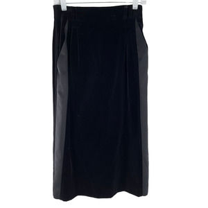 ESCADA BLACK VELVET PENCIL SKIRT SATIN PANELS ON SIDES